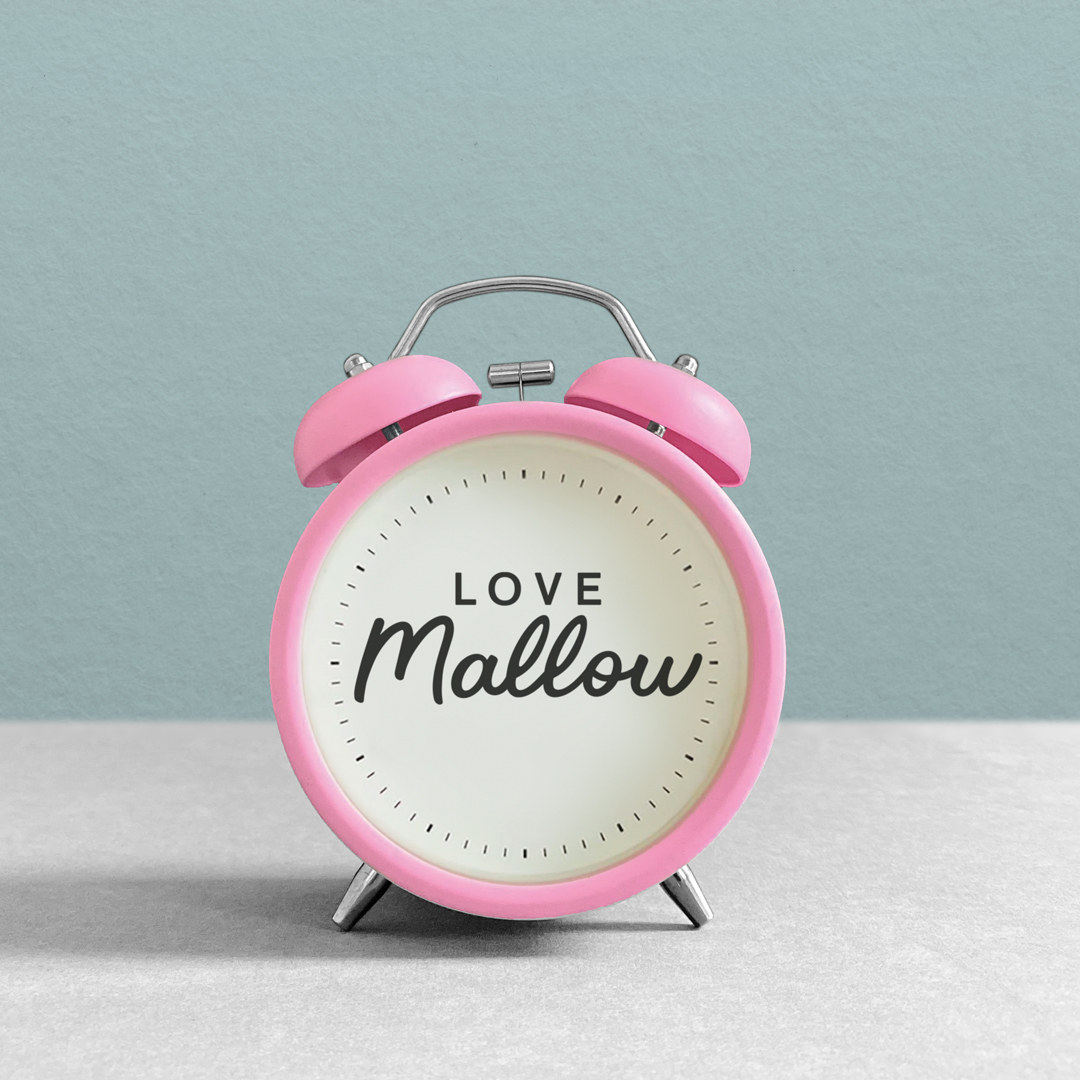 Love Mallow branded alarm clock