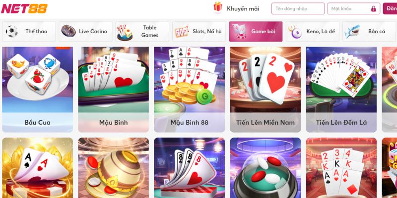  Kho game bài với đầy đủ mọi thể loại